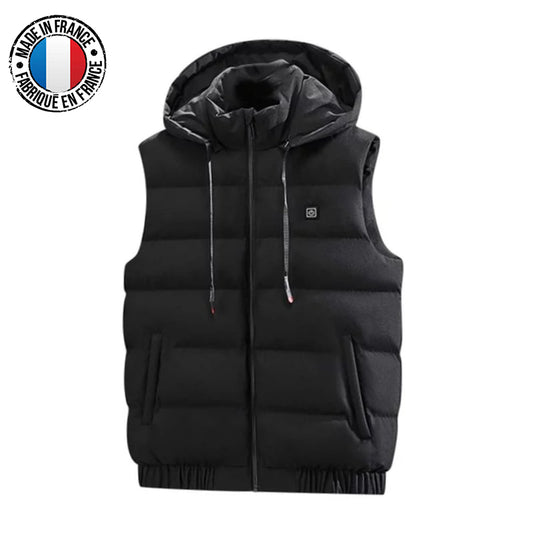 Gilet chauffant capuche noir