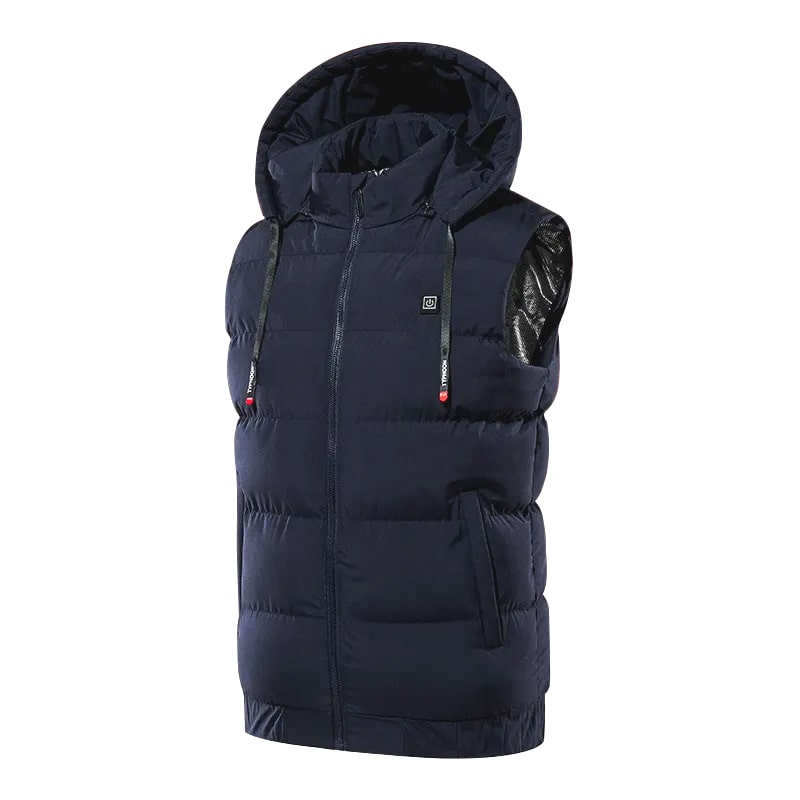 Gilet chauffant capuche bleu