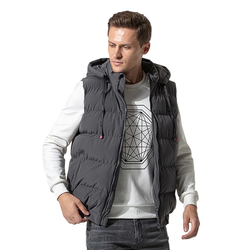 Gilet chauffant capuche gris