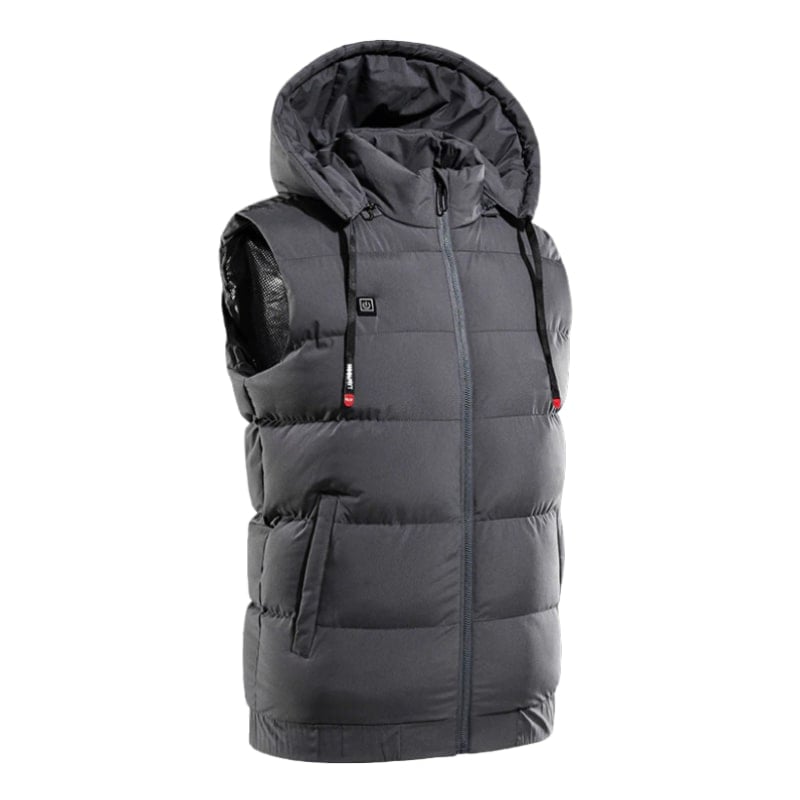 Gilet chauffant capuche gris