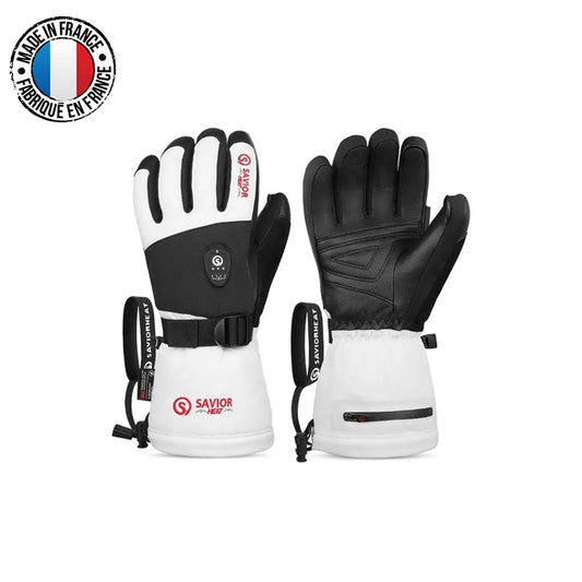 Gants chauffants ski blancs