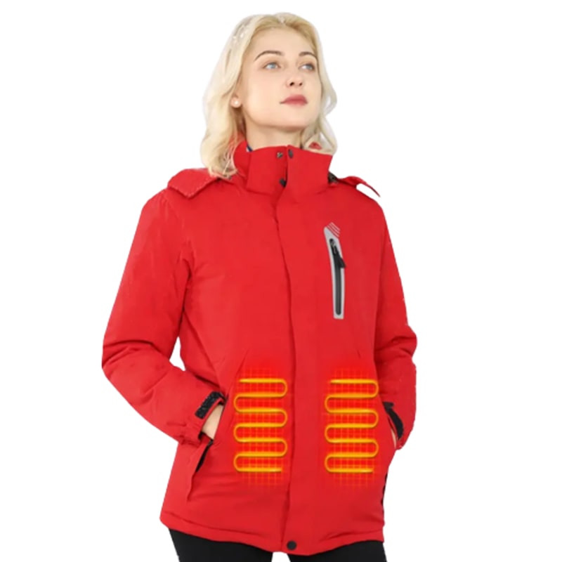 Veste chauffante coupe-vent rouge